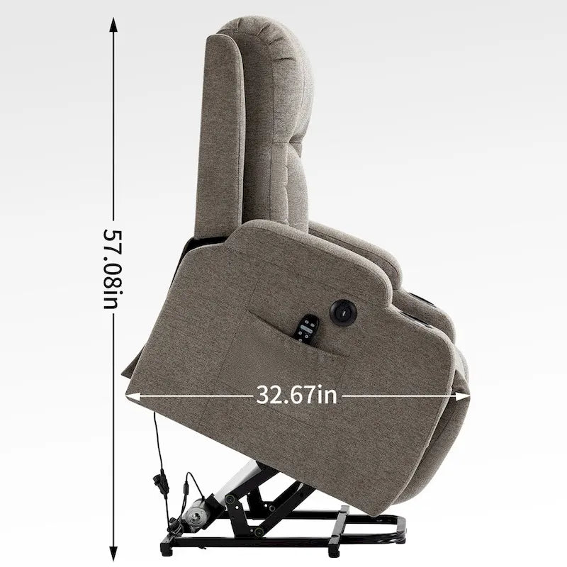 Fauteuil inclinable releveur électrique, Fauteuil de massage moderne à moteur unique avec chauffage lombaire, port de chargement USB, porte-gobelets