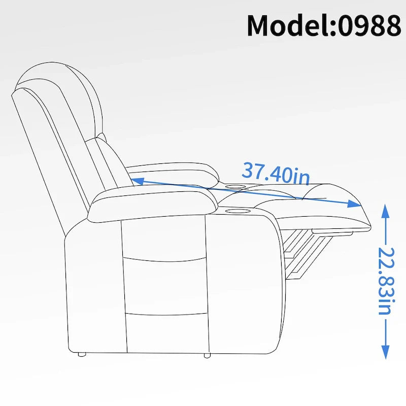 Fauteuil inclinable releveur électrique, Fauteuil de massage moderne à moteur unique avec chauffage lombaire, port de chargement USB, porte-gobelets