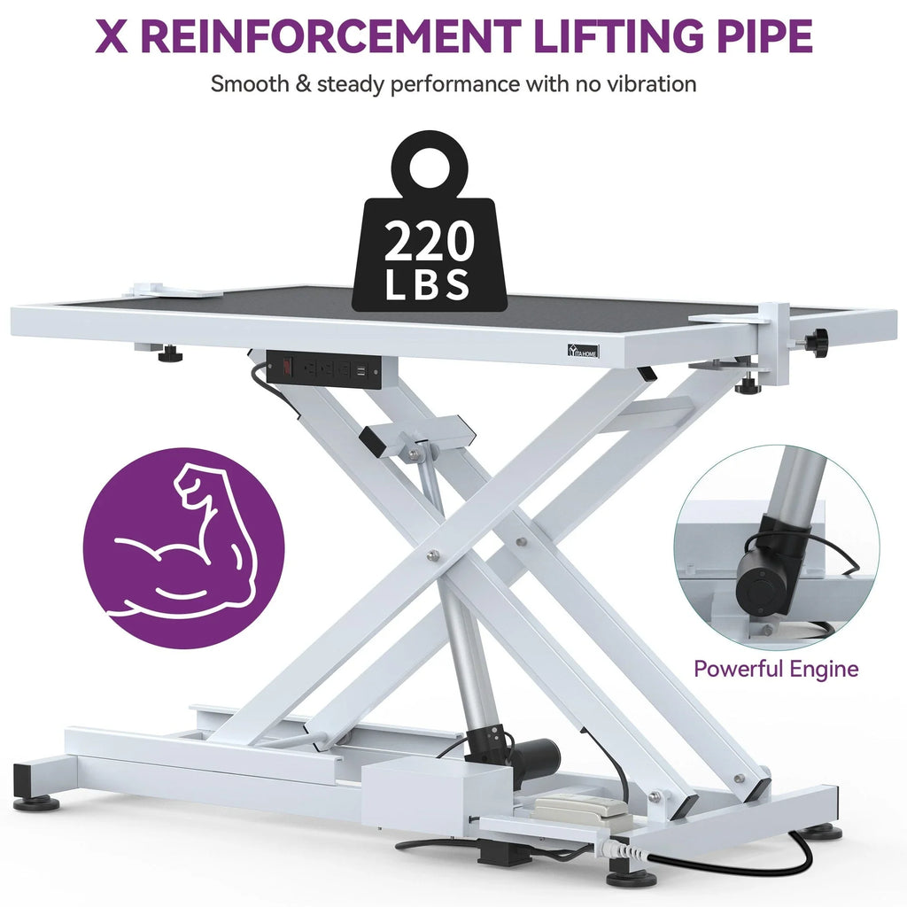 Table de toilettage électrique professionnelle pour chiens de grande taille Table de toilettage pour animaux de compagnie robuste avec bras de toilettage en aluminium - 127 cm (50") de large