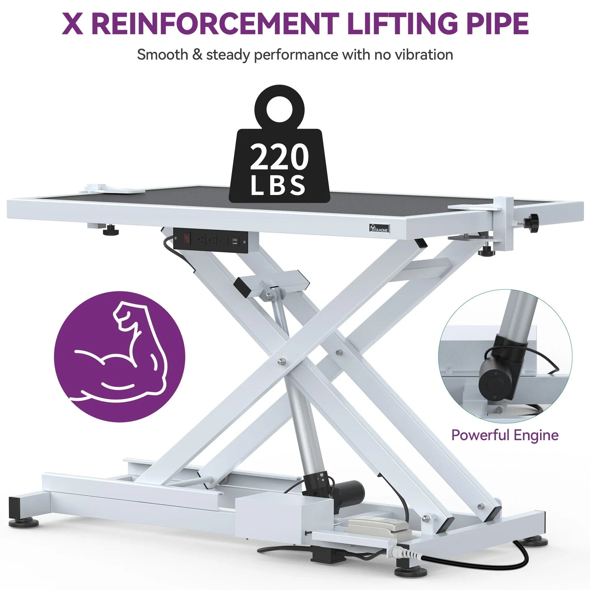 Table de toilettage électrique professionnelle pour chiens de grande taille Table de toilettage pour animaux de compagnie robuste avec bras de toilettage en aluminium - 127 cm (50") de large