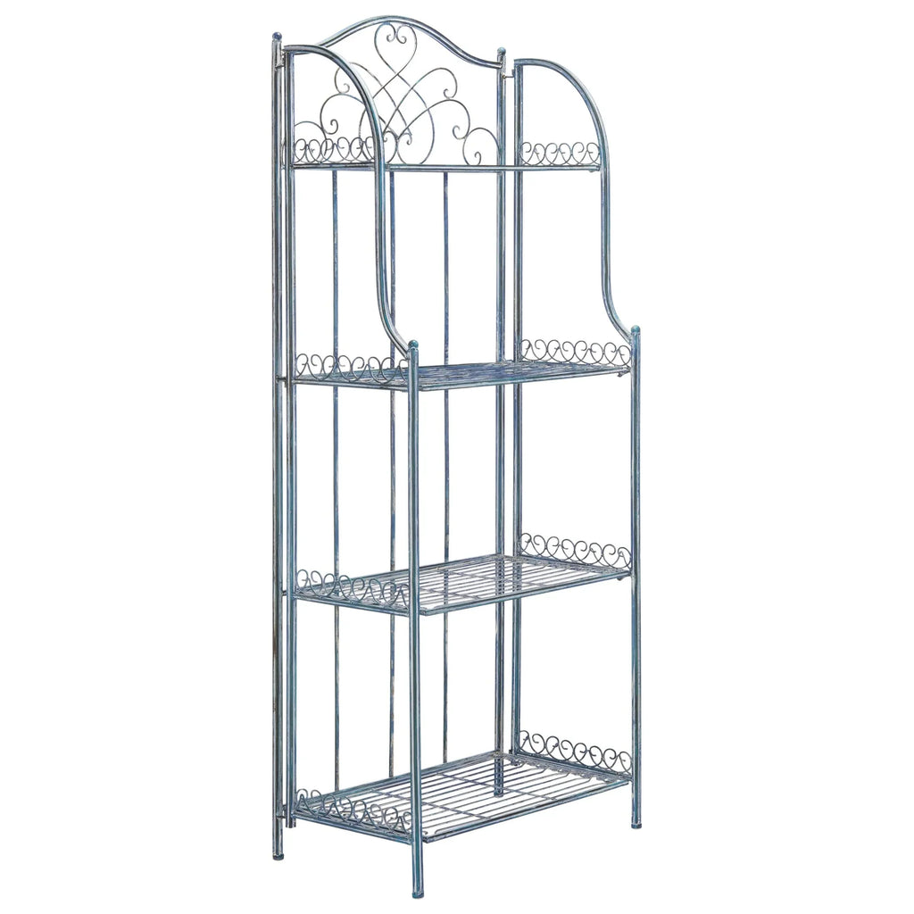 SAFAVIEH Bryn Étagère de boulanger d'extérieur victorienne en fer forgé à 4 niveaux - 63,5 cm l x 38,1 cm P x 160 cm H - 25L x 15P x 63H