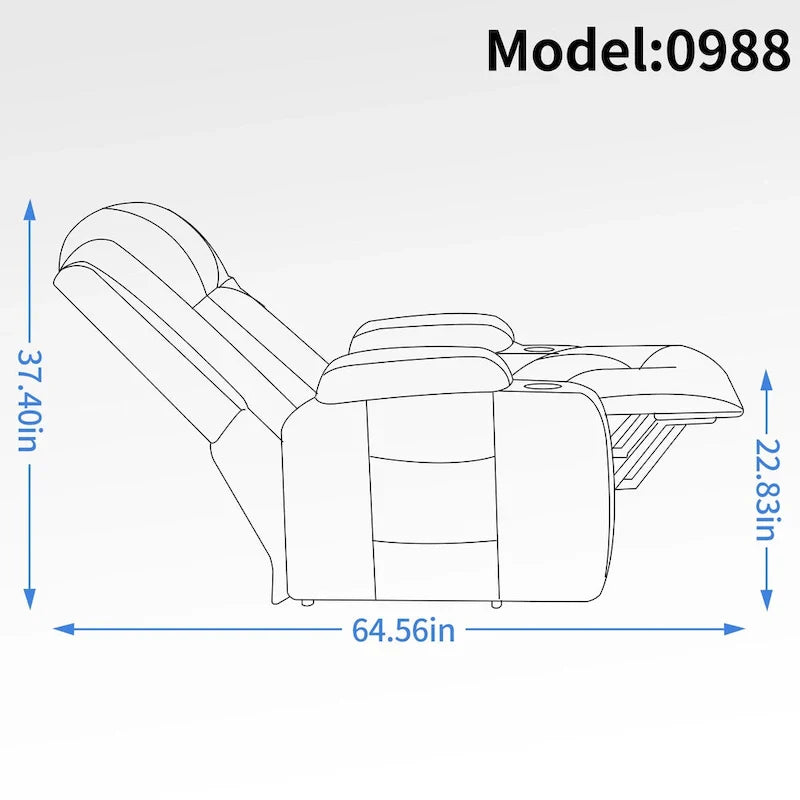 Fauteuil inclinable releveur électrique, Fauteuil de massage moderne à moteur unique avec chauffage lombaire, port de chargement USB, porte-gobelets