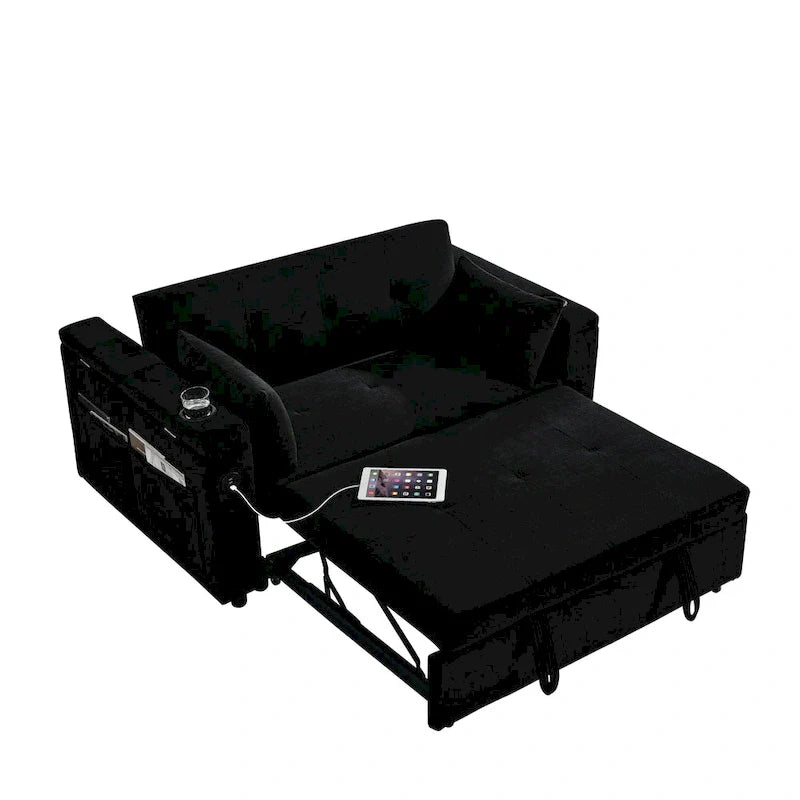 Canapé convertible 54 pouces avec lit gigogne, double assise, fonction relax