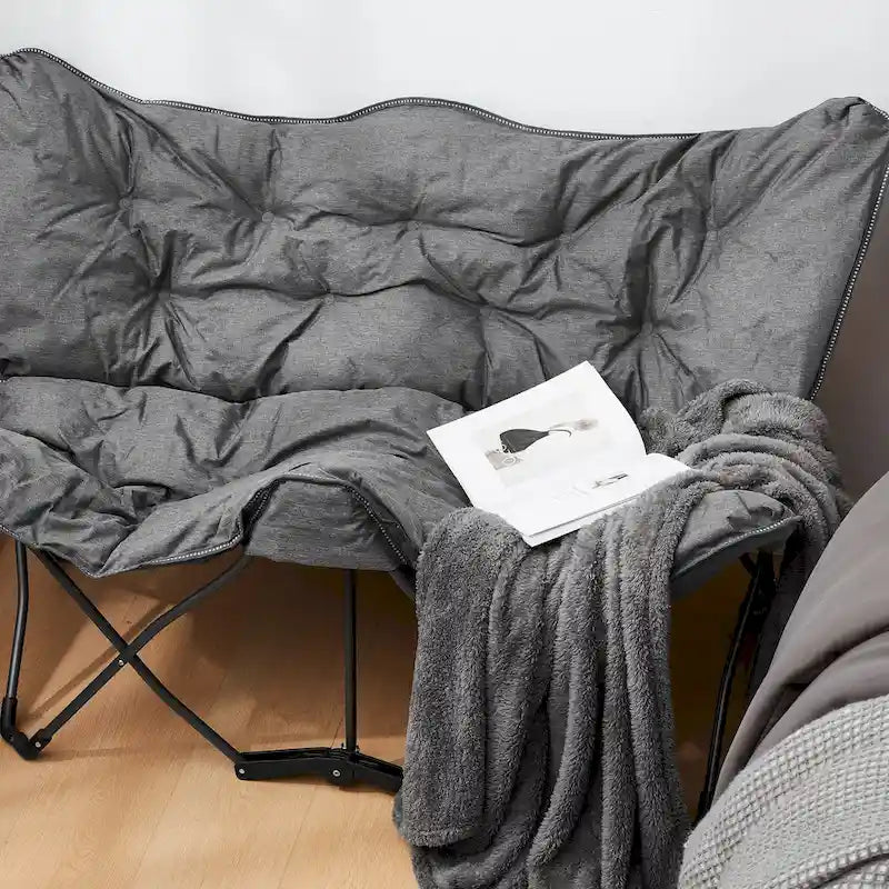Heathered Navy / Gray Foldable 2-Seat Butterfly Chair