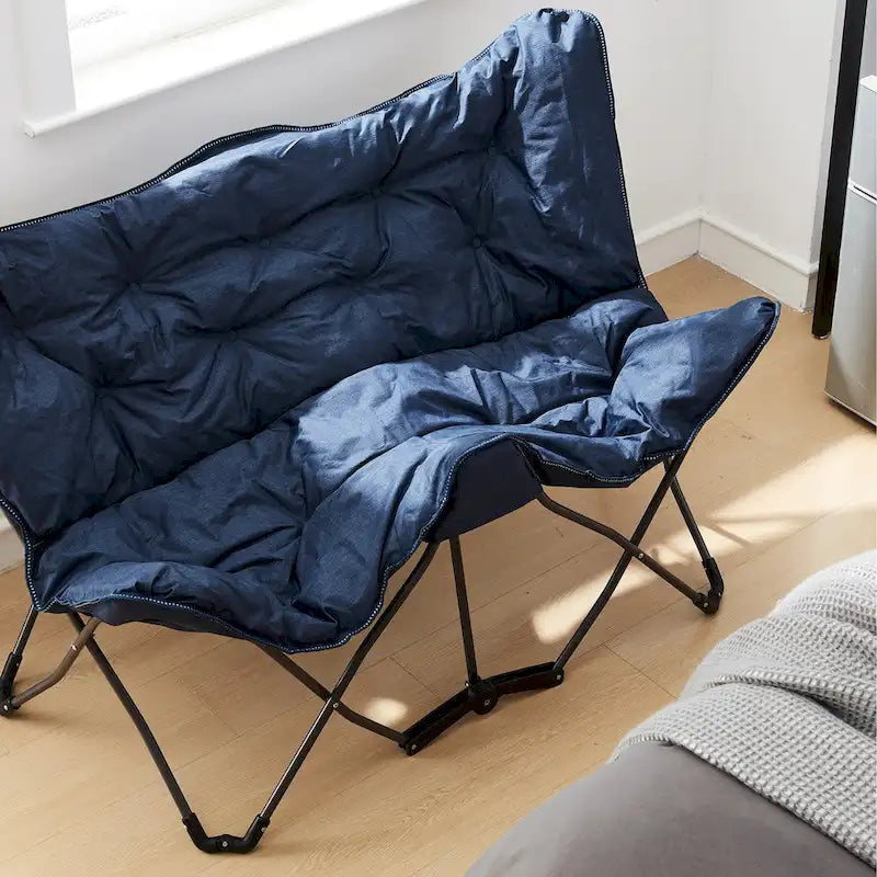 Heathered Navy / Gray Foldable 2-Seat Butterfly Chair