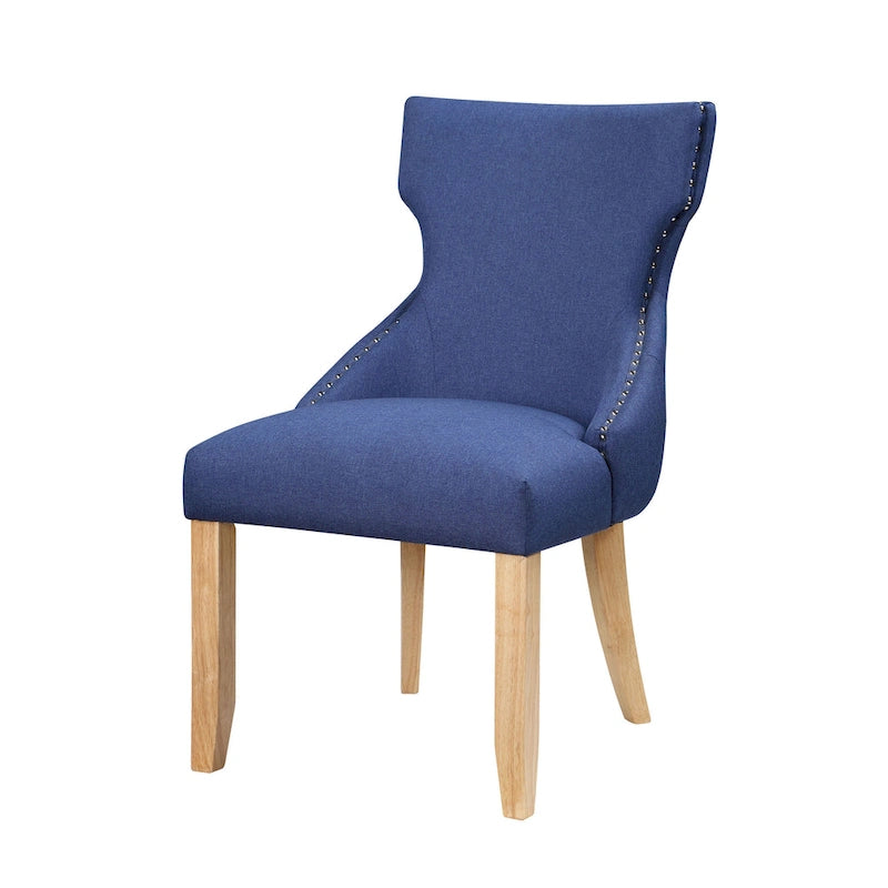 Light Grey / Ivory / Blue / Dark Blue Wingback Linen Dining Chair, Set of 2