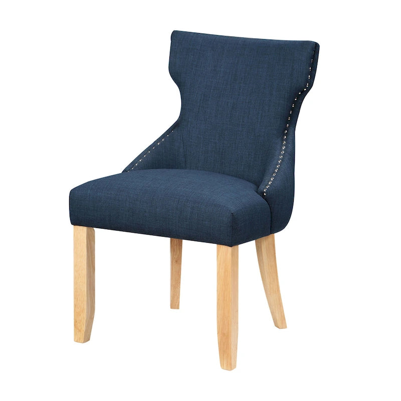 Light Grey / Ivory / Blue / Dark Blue Wingback Linen Dining Chair, Set of 2