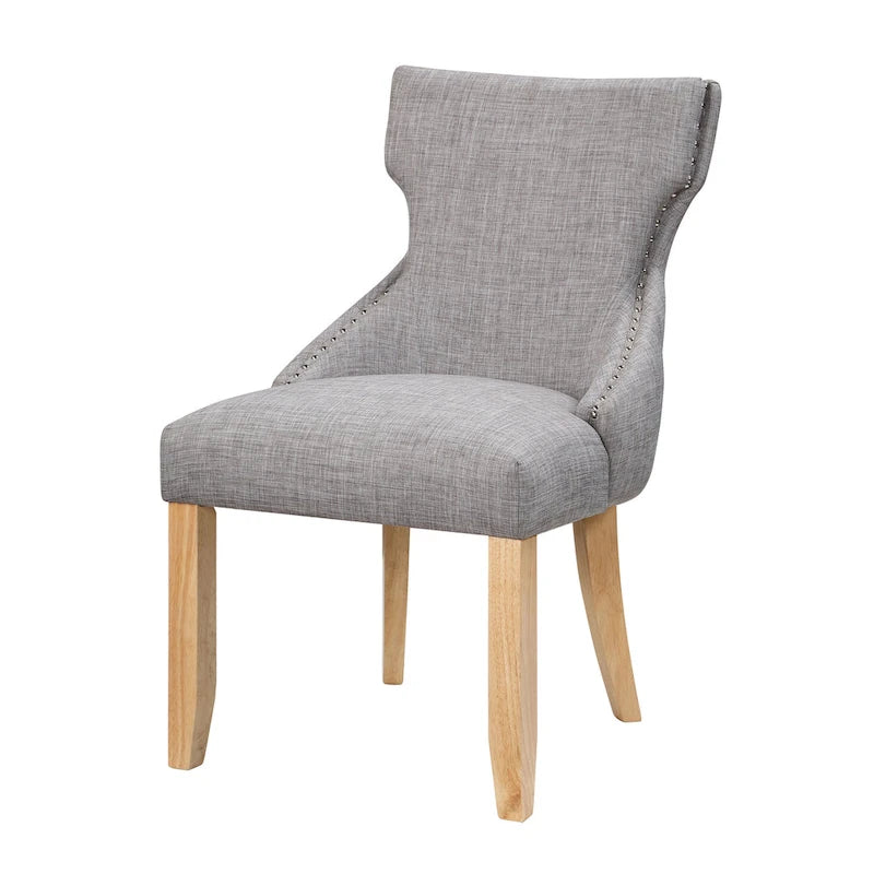 Light Grey / Ivory / Blue / Dark Blue Wingback Linen Dining Chair, Set of 2