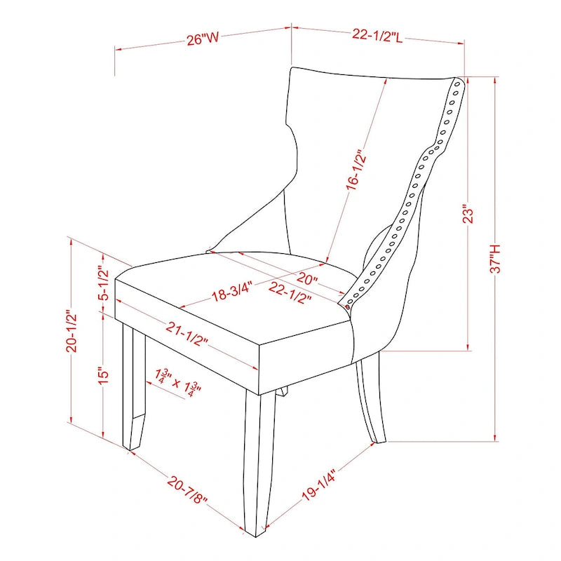 Light Grey / Ivory / Blue / Dark Blue Wingback Linen Dining Chair, Set of 2