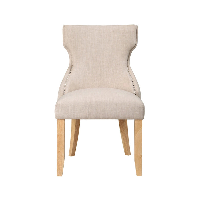 Light Grey / Ivory / Blue / Dark Blue Wingback Linen Dining Chair, Set of 2