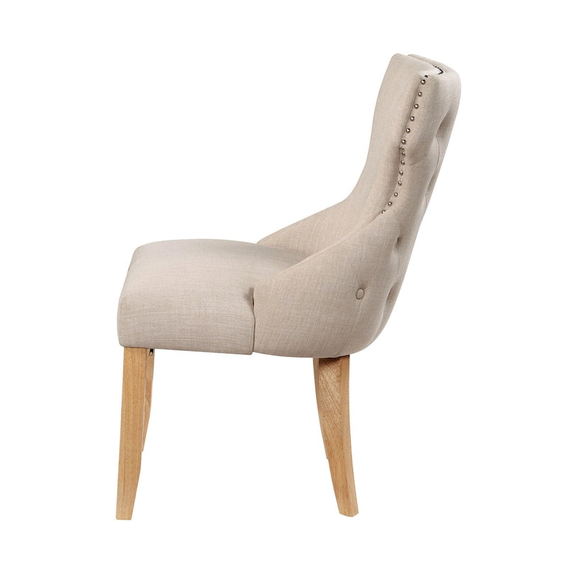 Light Grey / Ivory / Blue / Dark Blue Wingback Linen Dining Chair, Set of 2