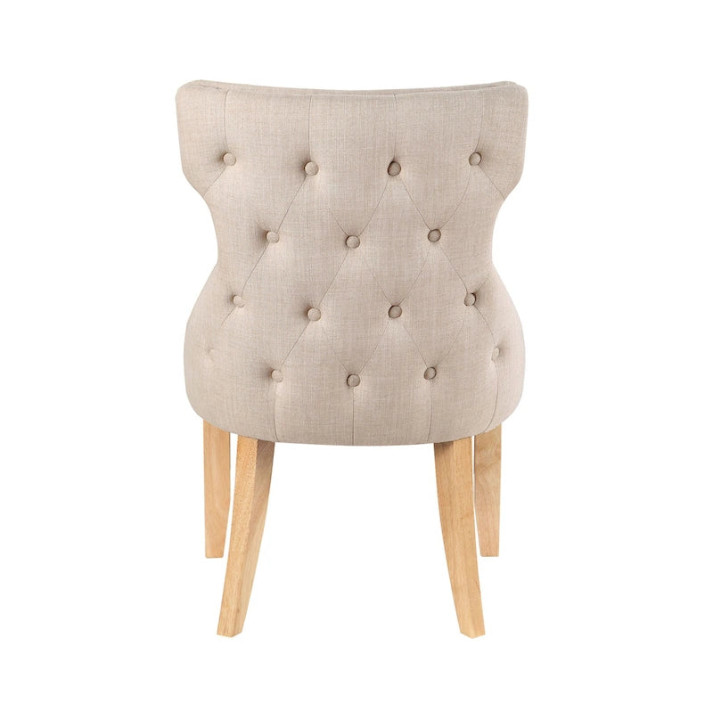 Light Grey / Ivory / Blue / Dark Blue Wingback Linen Dining Chair, Set of 2