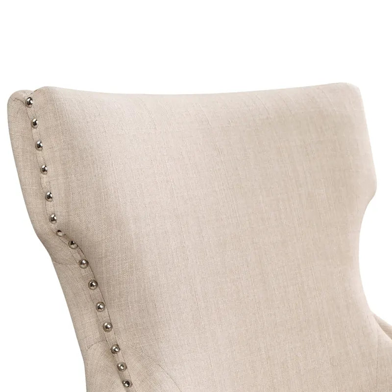 Light Grey / Ivory / Blue / Dark Blue Wingback Linen Dining Chair, Set of 2