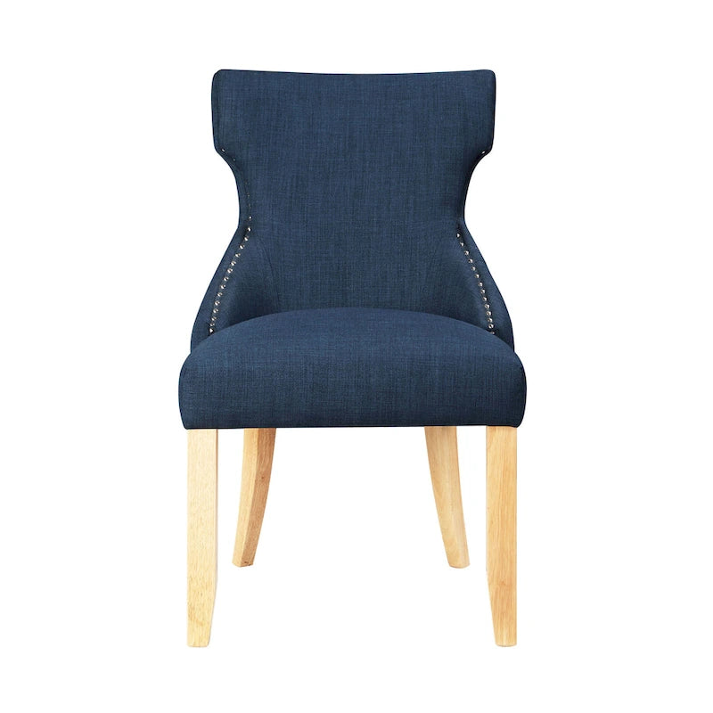 Light Grey / Ivory / Blue / Dark Blue Wingback Linen Dining Chair, Set of 2