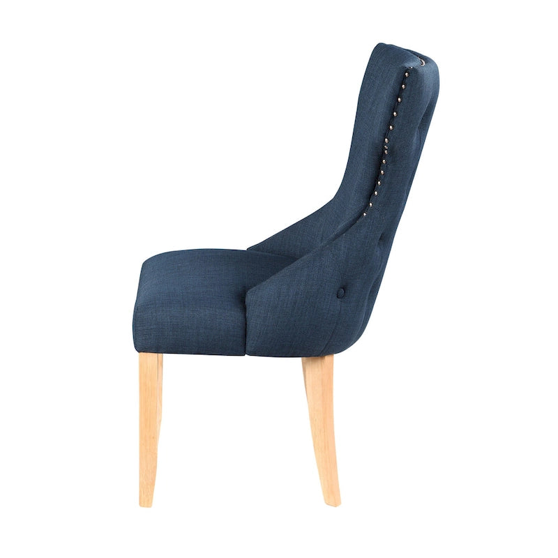 Light Grey / Ivory / Blue / Dark Blue Wingback Linen Dining Chair, Set of 2