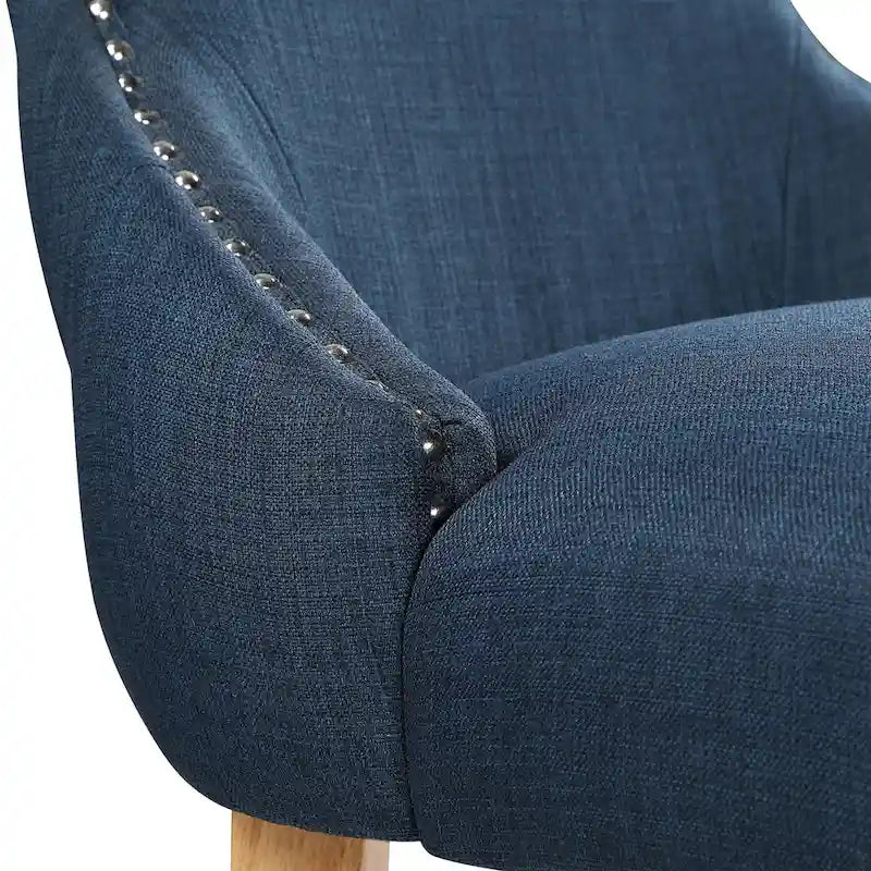 Light Grey / Ivory / Blue / Dark Blue Wingback Linen Dining Chair, Set of 2