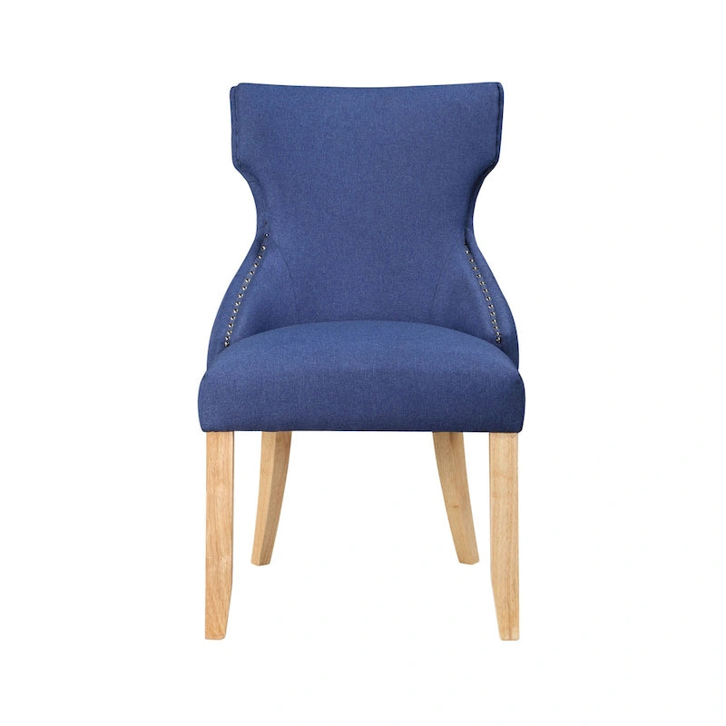 Light Grey / Ivory / Blue / Dark Blue Wingback Linen Dining Chair, Set of 2
