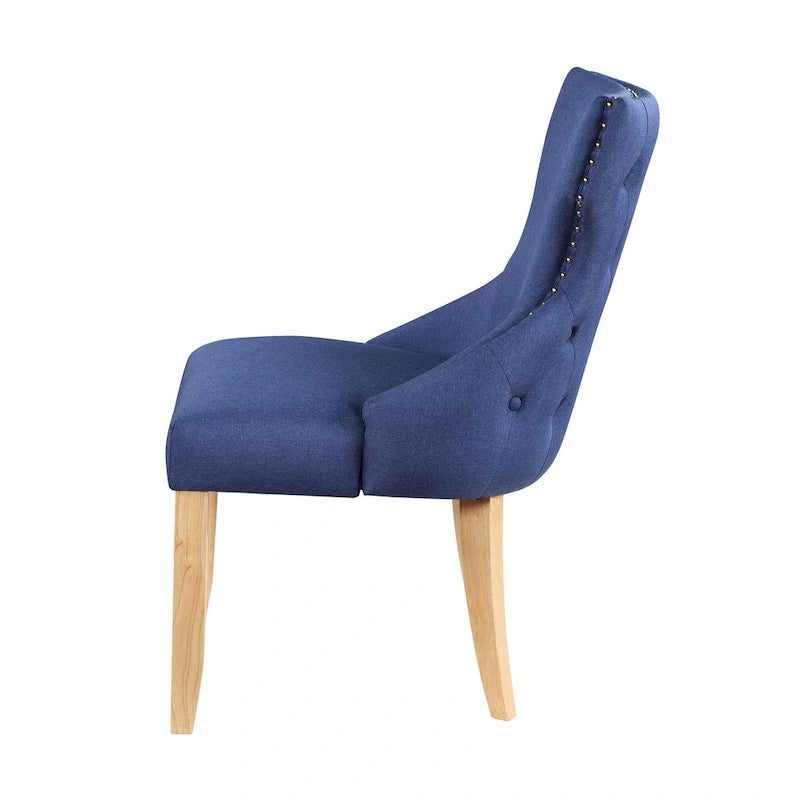Light Grey / Ivory / Blue / Dark Blue Wingback Linen Dining Chair, Set of 2