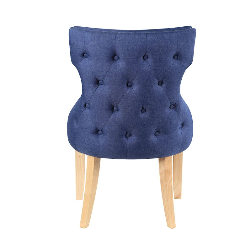 Light Grey / Ivory / Blue / Dark Blue Wingback Linen Dining Chair, Set of 2