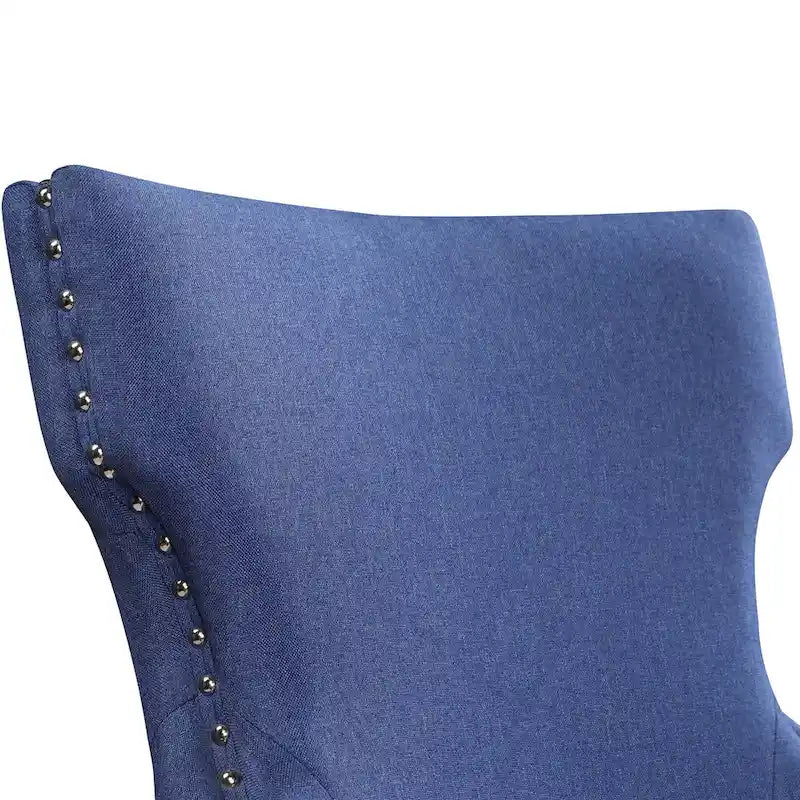 Light Grey / Ivory / Blue / Dark Blue Wingback Linen Dining Chair, Set of 2