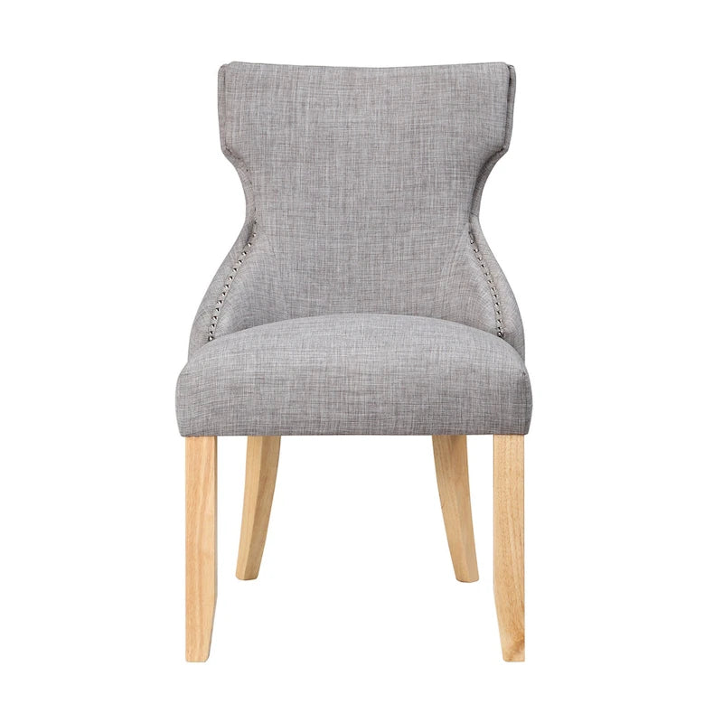 Light Grey / Ivory / Blue / Dark Blue Wingback Linen Dining Chair, Set of 2