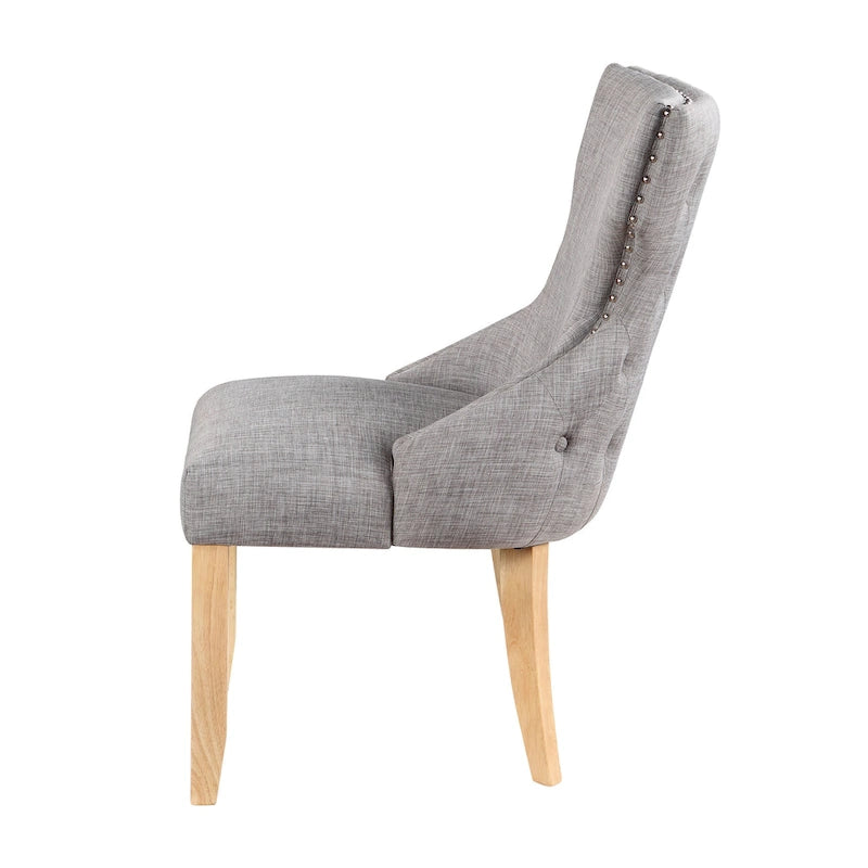 Light Grey / Ivory / Blue / Dark Blue Wingback Linen Dining Chair, Set of 2