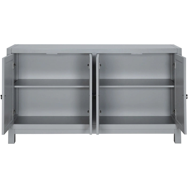 White / Black / Light Gray 4-Door Buffet Sideboard, Rhombus Pattern