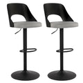 Black / Natural Swivel Bar Stool with Bentwood Back, Set of 2