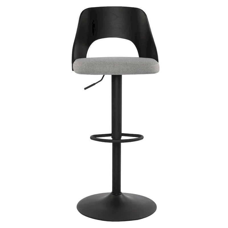 Black / Natural Swivel Bar Stool with Bentwood Back, Set of 2