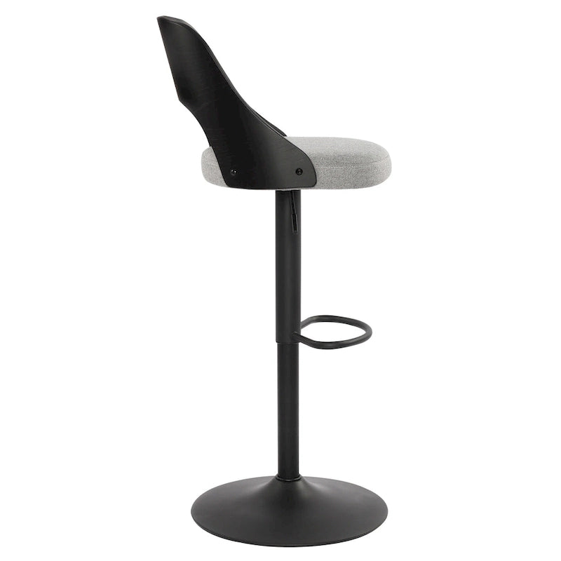 Black / Natural Swivel Bar Stool with Bentwood Back, Set of 2