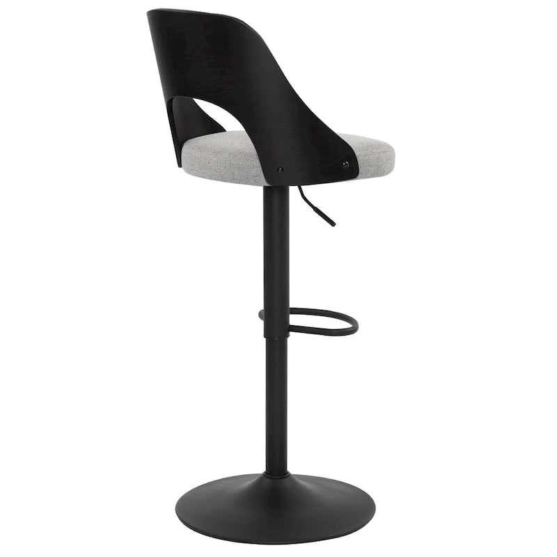 Black / Natural Swivel Bar Stool with Bentwood Back, Set of 2