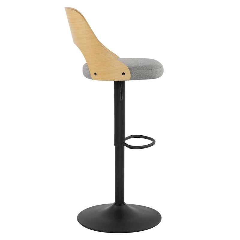 Black / Natural Swivel Bar Stool with Bentwood Back, Set of 2