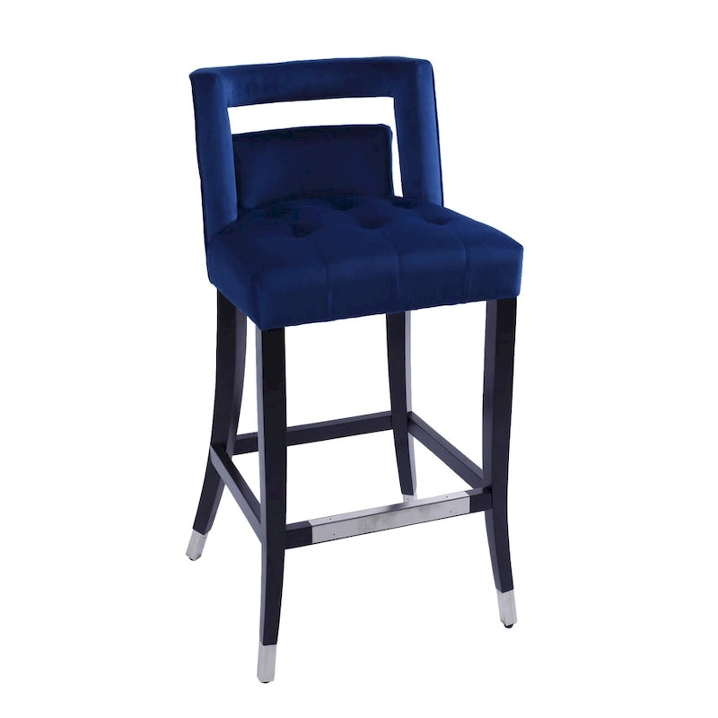 Velvet Nailhead Barstool – Cream / Grey / Navy Blue, Single Seat