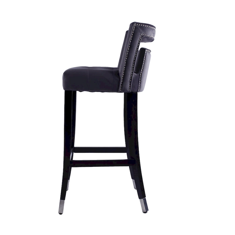 Velvet Nailhead Barstool – Cream / Grey / Navy Blue, Single Seat