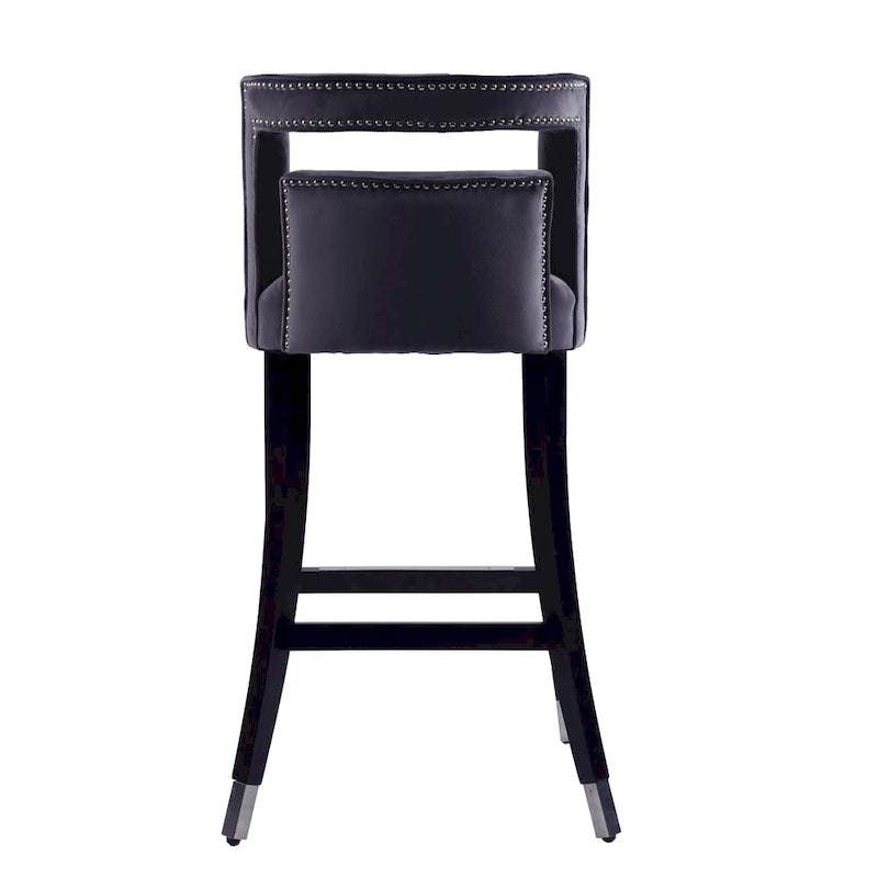 Velvet Nailhead Barstool – Cream / Grey / Navy Blue, Single Seat