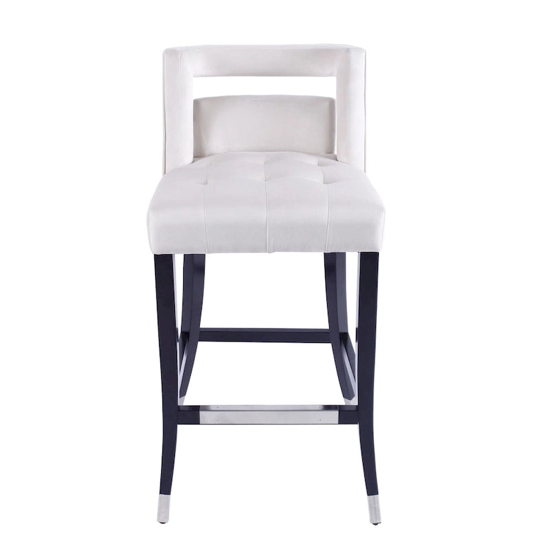 Velvet Nailhead Barstool – Cream / Grey / Navy Blue, Single Seat