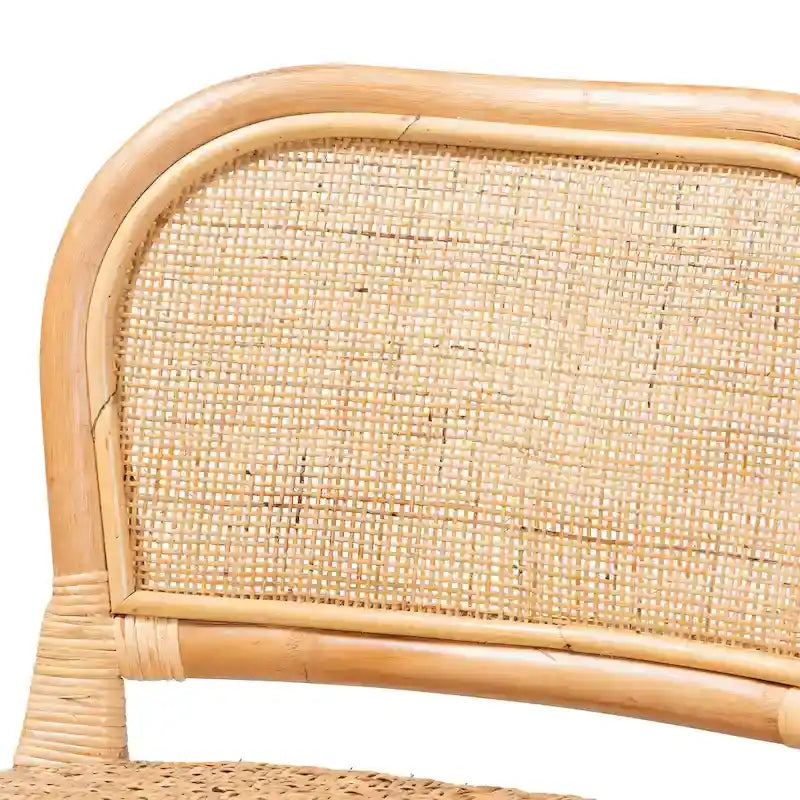 Natural Brown Rattan Bar Stool, Bohemian Style, Single