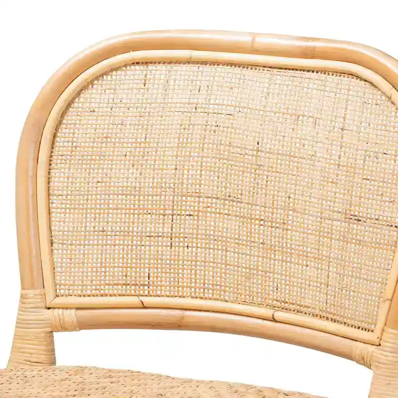 Natural Brown Rattan Bar Stool, Bohemian Style, Single