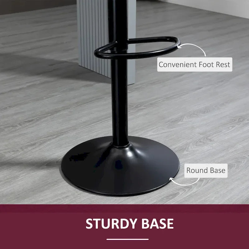Adjustable Swivel Bar Stools Set of 2, Black/Grey/Red, Velvet Upholstered, Counter to Bar Height