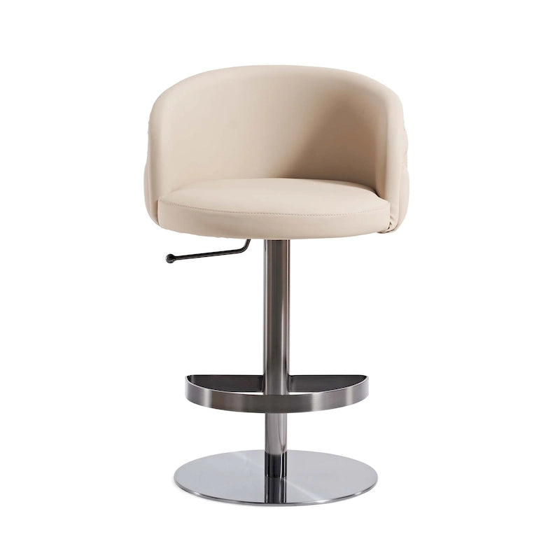 Gold/Black & Khaki PU Bar Stool, Adjustable Height, Swivel, 1-Person