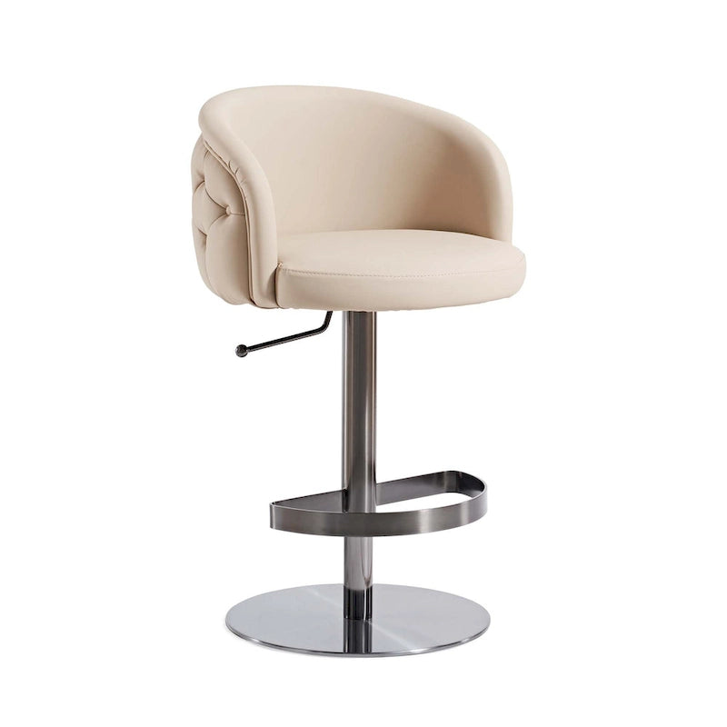 Gold/Black & Khaki PU Bar Stool, Adjustable Height, Swivel, 1-Person