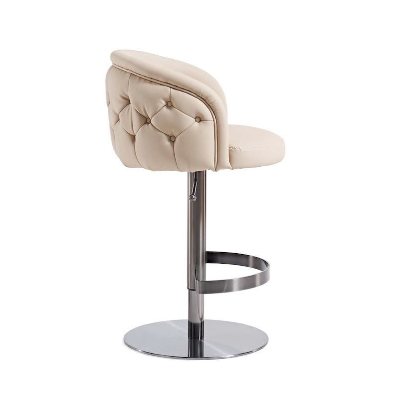 Gold/Black & Khaki PU Bar Stool, Adjustable Height, Swivel, 1-Person