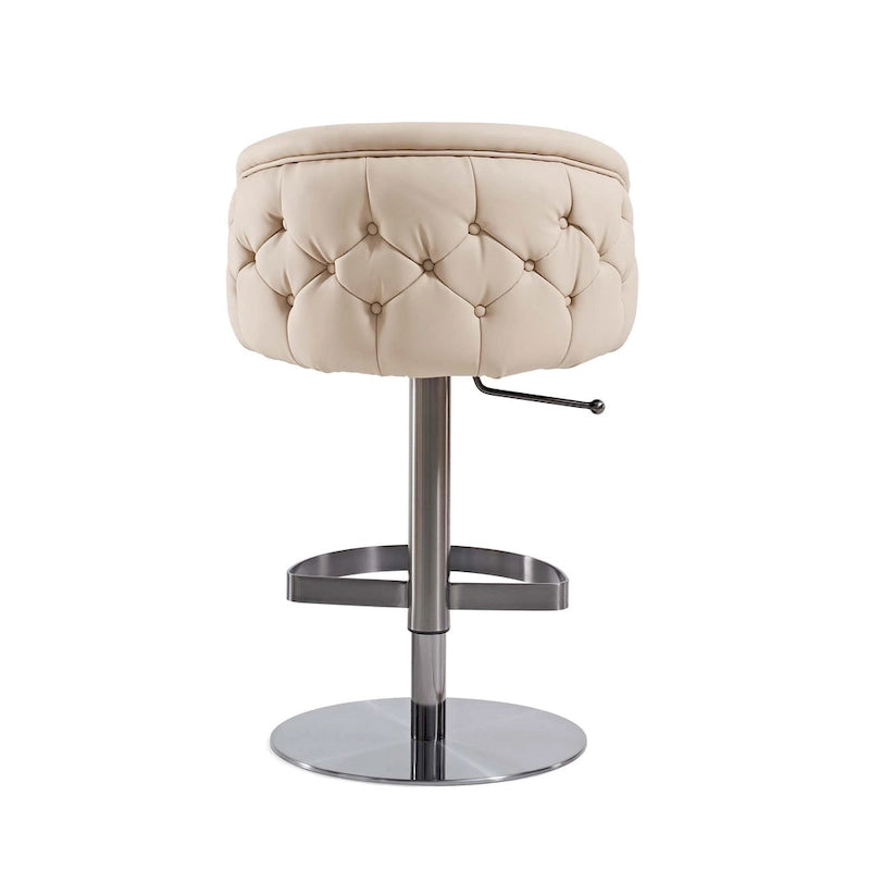 Gold/Black & Khaki PU Bar Stool, Adjustable Height, Swivel, 1-Person