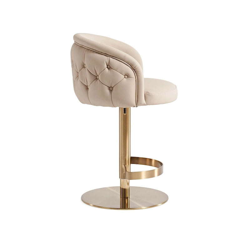 Gold/Black & Khaki PU Bar Stool, Adjustable Height, Swivel, 1-Person