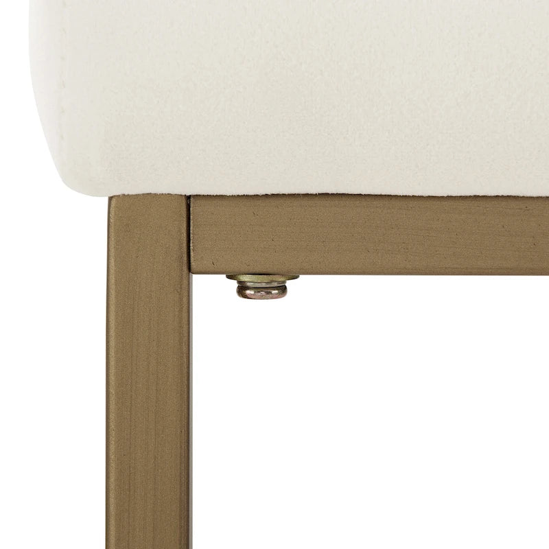 Creme / Gray Velvet Counter Stool Set, Modern Sled Base, Seats 2 – 18.75"D x 17.5"W x 28"H