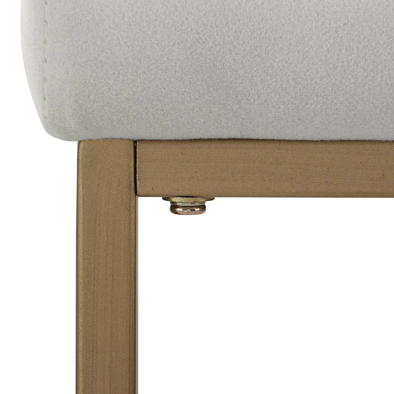 Creme / Gray Velvet Counter Stool Set, Modern Sled Base, Seats 2 – 18.75"D x 17.5"W x 28"H