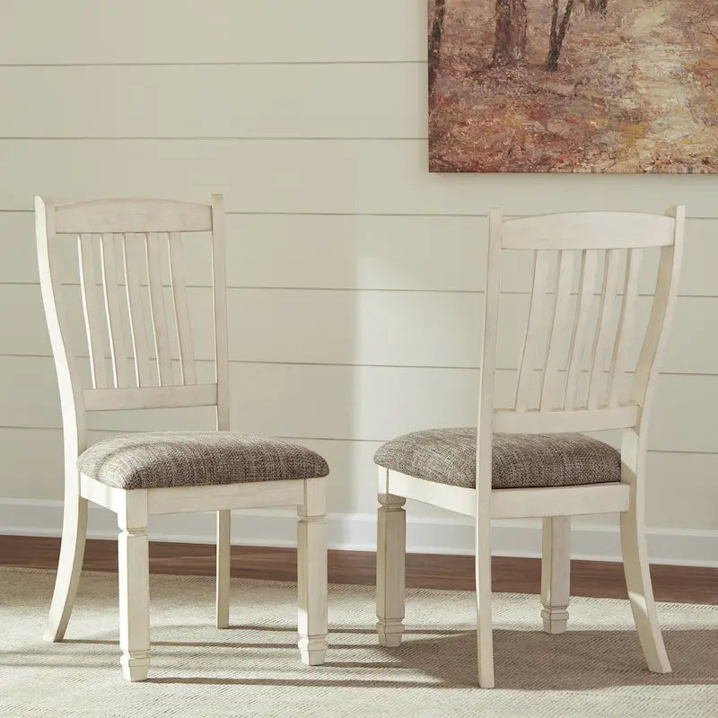 Antique White & Brown 7-Piece Dining Set, Cottage Style, Seats 6