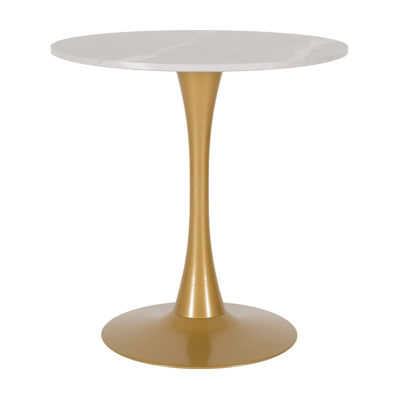 Brown / Grey & Gold / Black Round Bistro Table, Pedestal Base, Seats 3