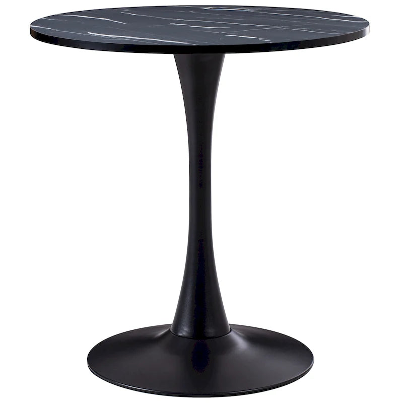 Brown / Grey & Gold / Black Round Bistro Table, Pedestal Base, Seats 3