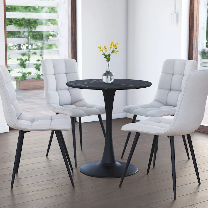 Brown / Grey & Gold / Black Round Bistro Table, Pedestal Base, Seats 3